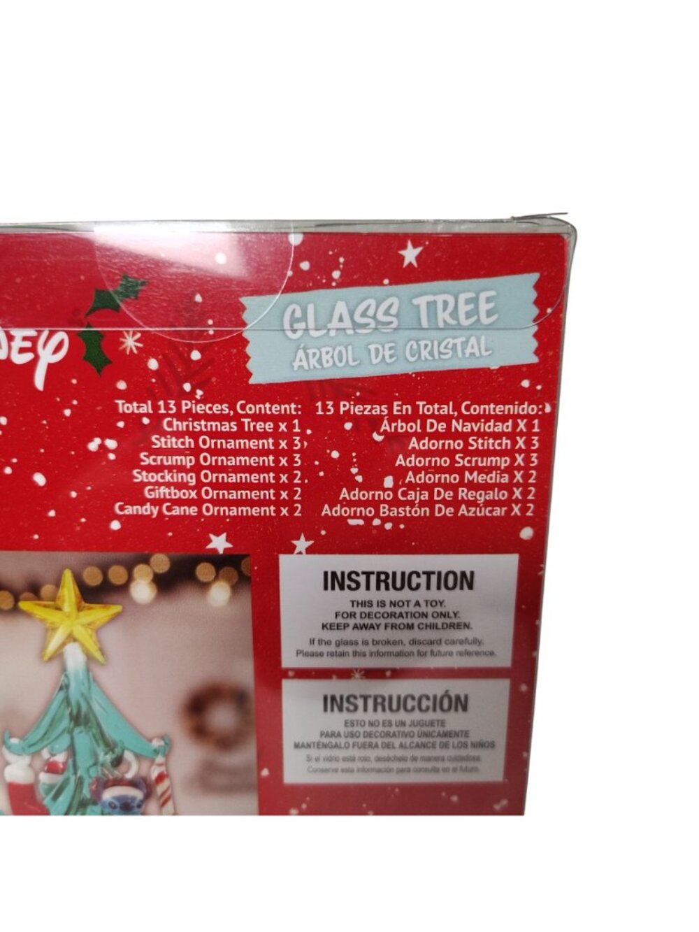 Disney Glass Christmas Tree With Stitch Ornaments and Star Topper - Picture 5 of 7